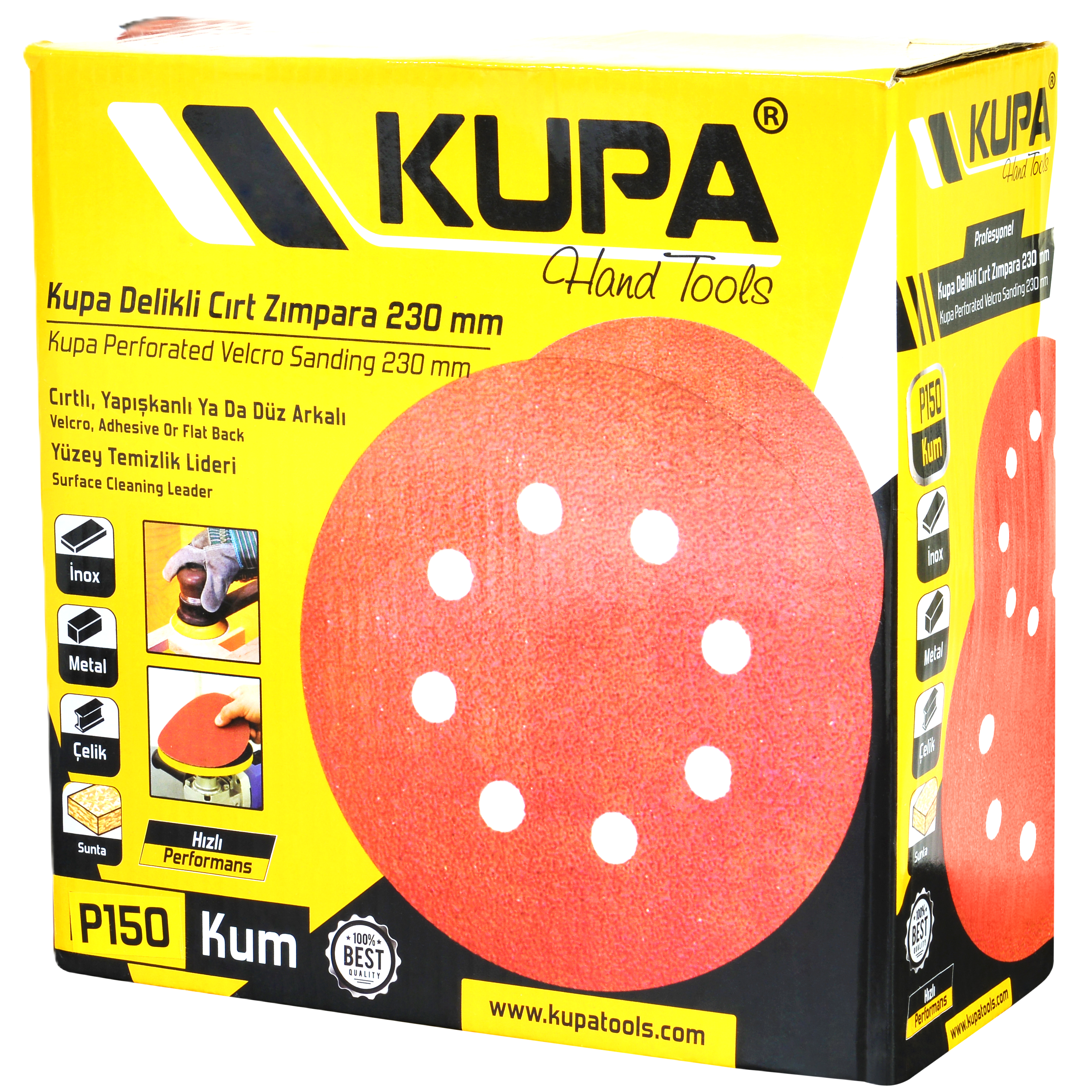 KUPA CIRTLI ZIMPARA DELİKLİ 230MM 150 KUM
